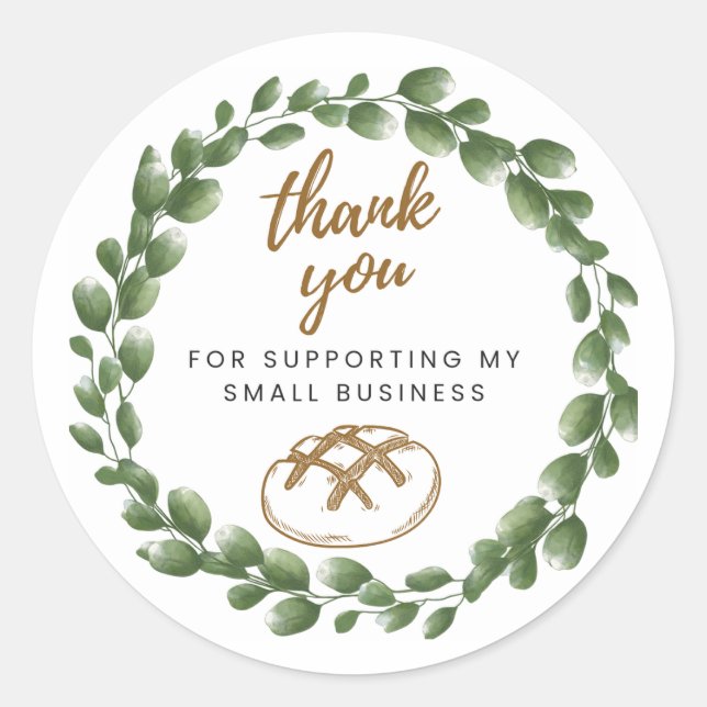 Bakery Sourdough Thank You Round Sticker (Devant)