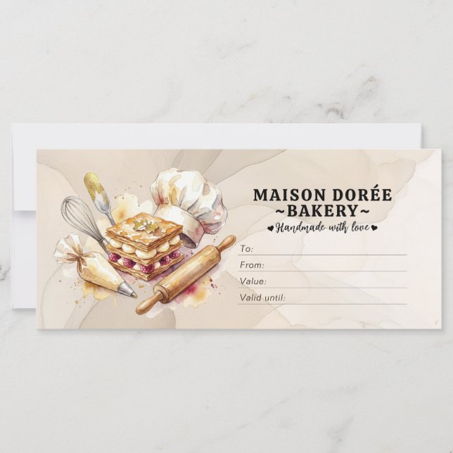 Bakery Store Pastry Chef Baker Gift Certificate (Devant)