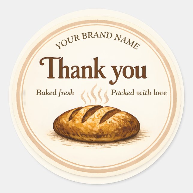 Bakery Thank You Sticker - Loaf of Bread Design (Devant)