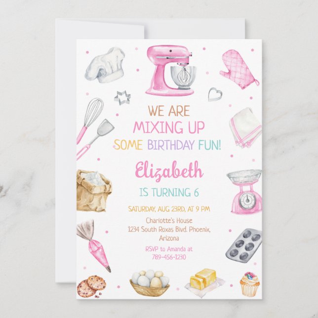 Baking Cooking Birthday Party Invitation (Devant)