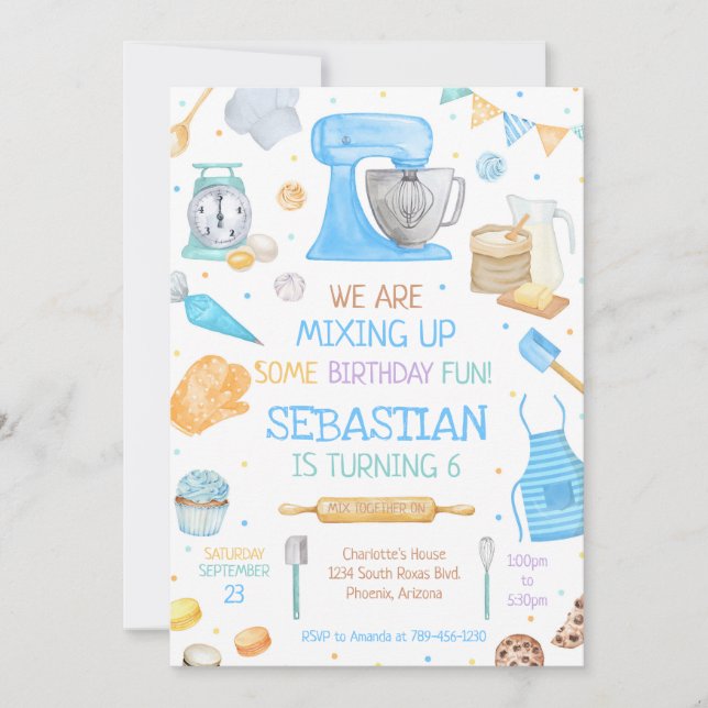 Baking Cooking Birthday Party Invitation (Devant)