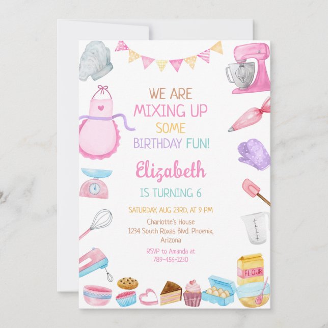 Baking Cooking Birthday Party Invitation (Devant)