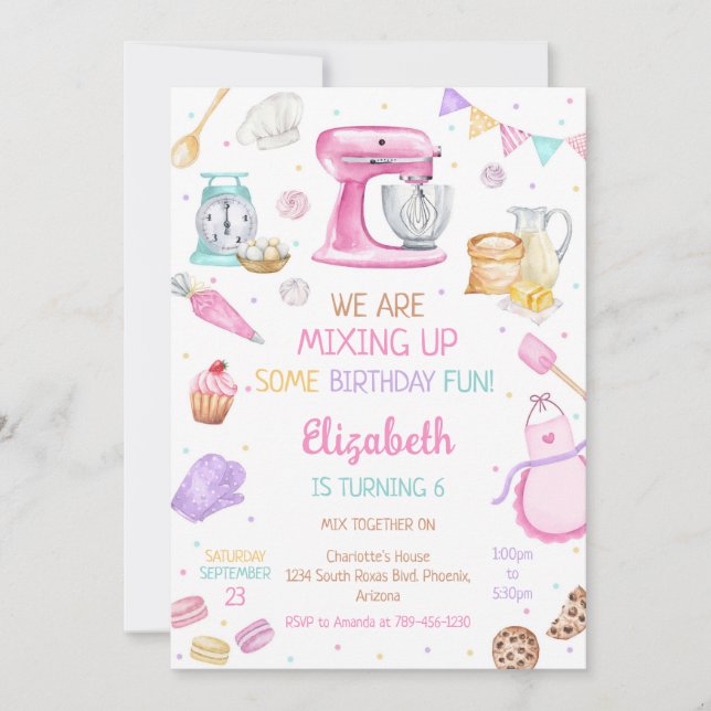 Baking Cooking Birthday Party Invitation (Devant)
