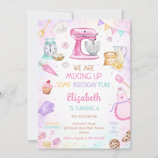 Baking Cooking Birthday Party Invitation (Devant)