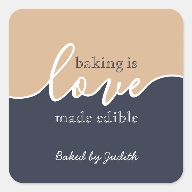 Baking is Love Fabriqué Sticker Carré de script co (Devant)