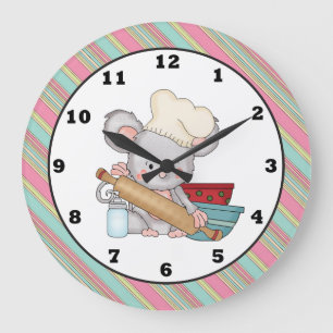 Baking Mouse dessin animé cuisine horloge murale