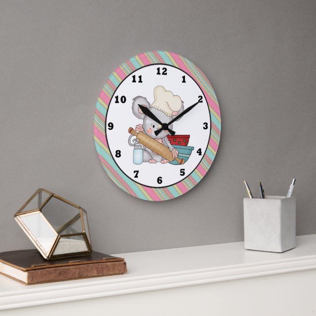 Baking Mouse dessin animé cuisine horloge murale (Bureau)