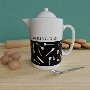 Baking Papa Black Kitchen Outil Motif Teapot