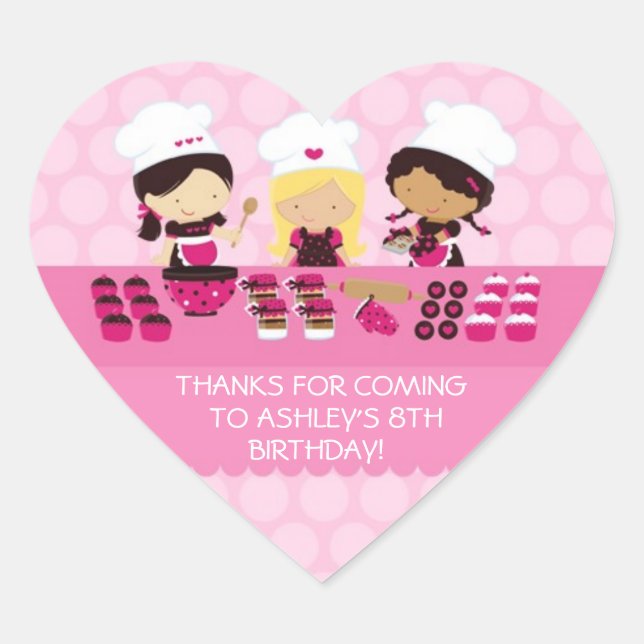 Baking Party Personnalisé Coeur Favoriser Stickers (Devant)