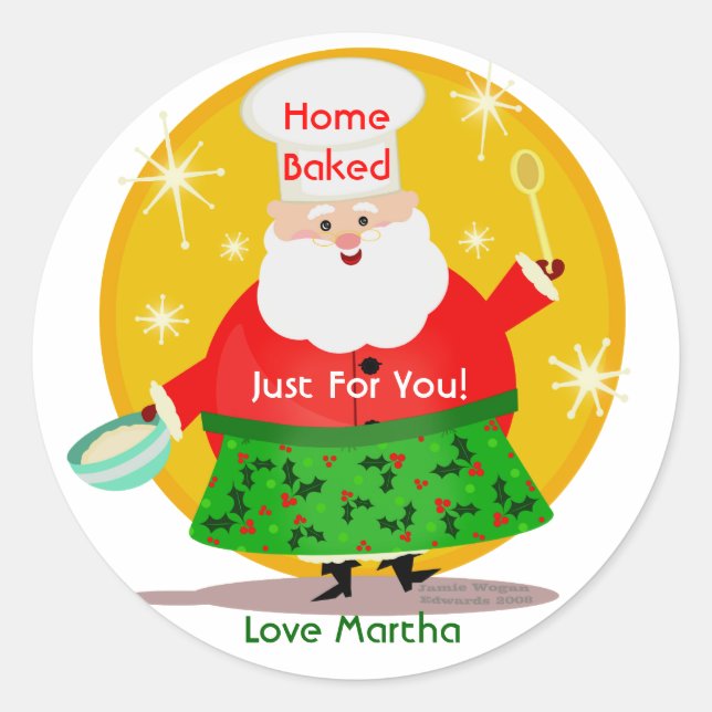 Baking Père Noël Stickers personnalisés de Noël (Devant)