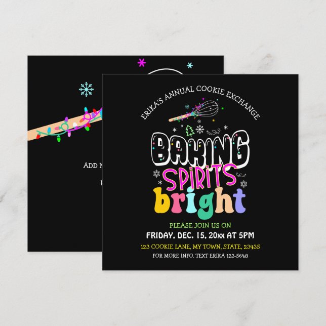 Baking Spirits Bright Cookie Exchange Flat Card (Devant / Derrière)