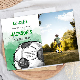 Bal d'aquarelle Soccer Anniversaire Invitations w