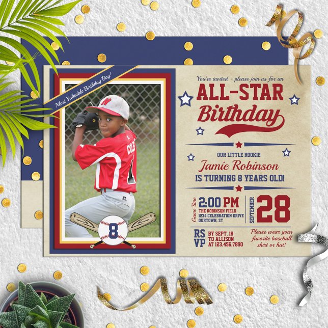 Bal de base-ball All-Star Photo Invitations fête d (Créateur téléchargé)