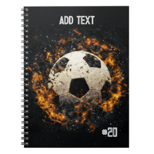 Bal de football avec flammes Carnet photo spirale