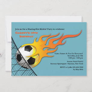 Bal De Football En Feu Invitation De Fête Annivers
