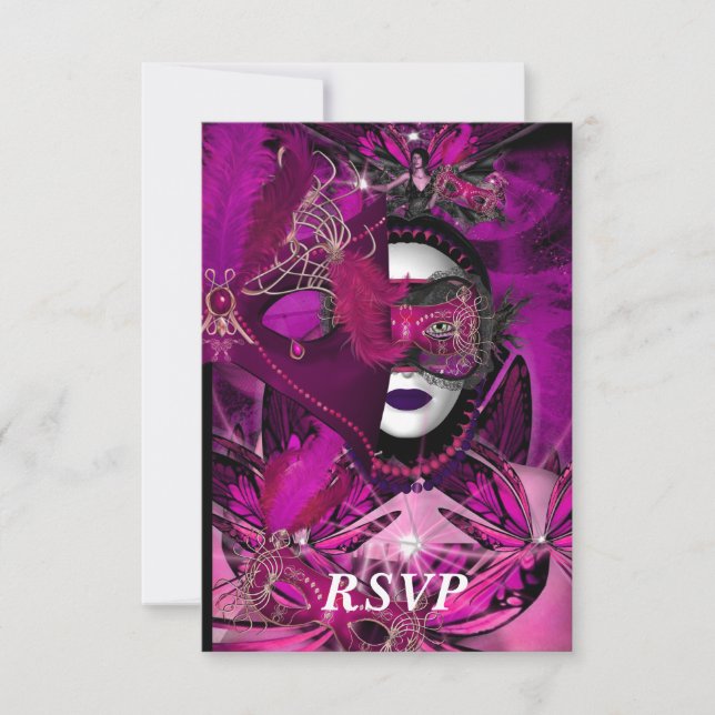 Bal masqué RSVP Masque de fête Rose Violet Noir (Devant)