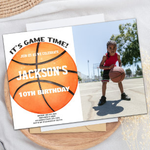 Bal photo plein Basketball Ball Invitations blanch