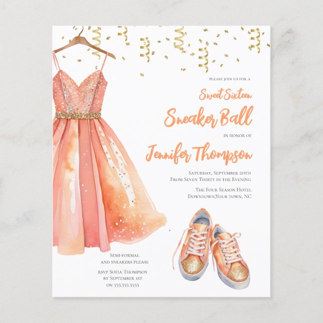 Bal Sweet 16 Sneaker Budget Peach & Pailleté Or (Devant)