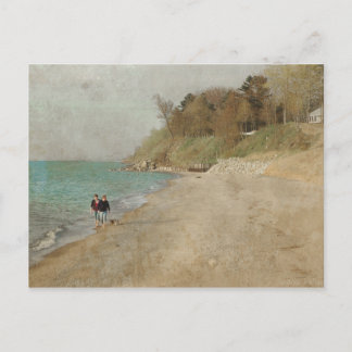 Balade vintage sur la carte postale de la plage