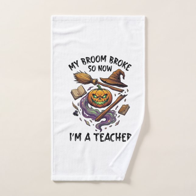 Balai Cassé Professeur Halloween Citrouille Chapea (Serviette à main)