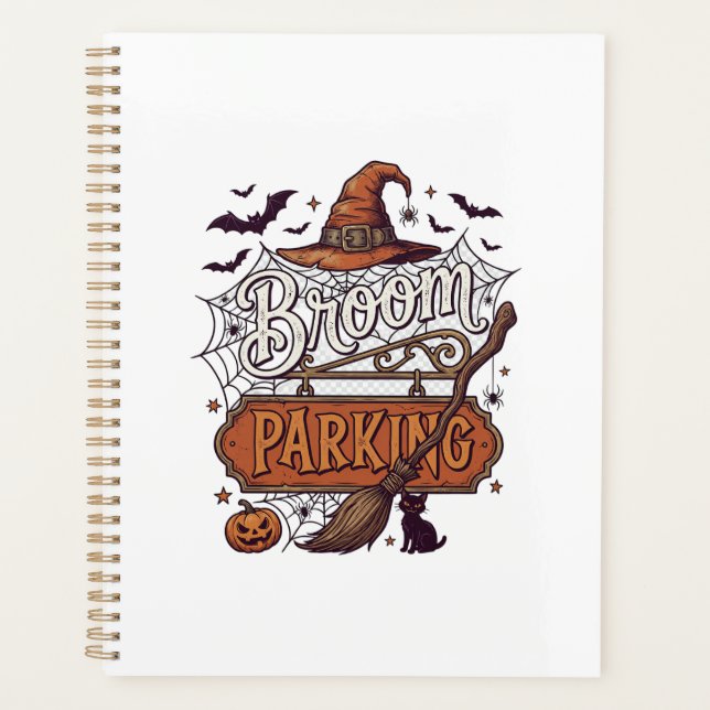 Balai Parking Halloween Sorcière Chapeau Manche No (Devant)