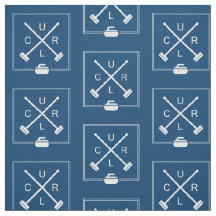 Balais croisés courbant le tissu - bleu et blanc