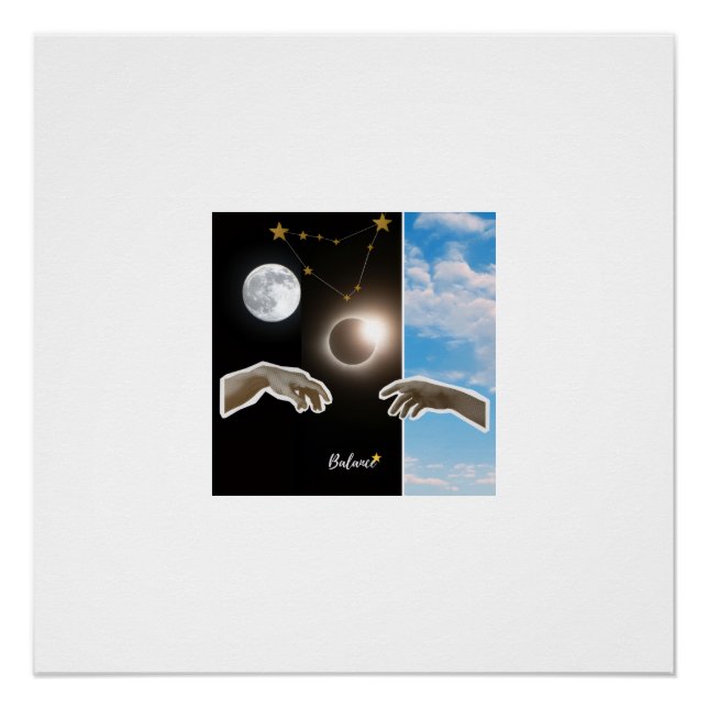Balance Astrology Eclipse and Moon Surreal Poster (Devant)