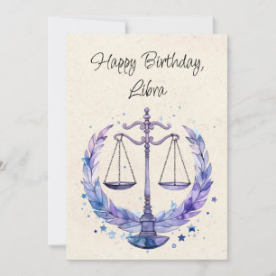 Balance Zodiac Aquarelle Carte Plat Anniversaire