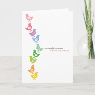 Balancing Rainbow Chicks Baby Faire-part Card