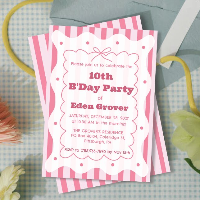 Balançoires blanches rose Anniversaire Invitation (Créateur téléchargé)