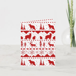Balayage nordique Rouge Animaux d'hiver Carte de v