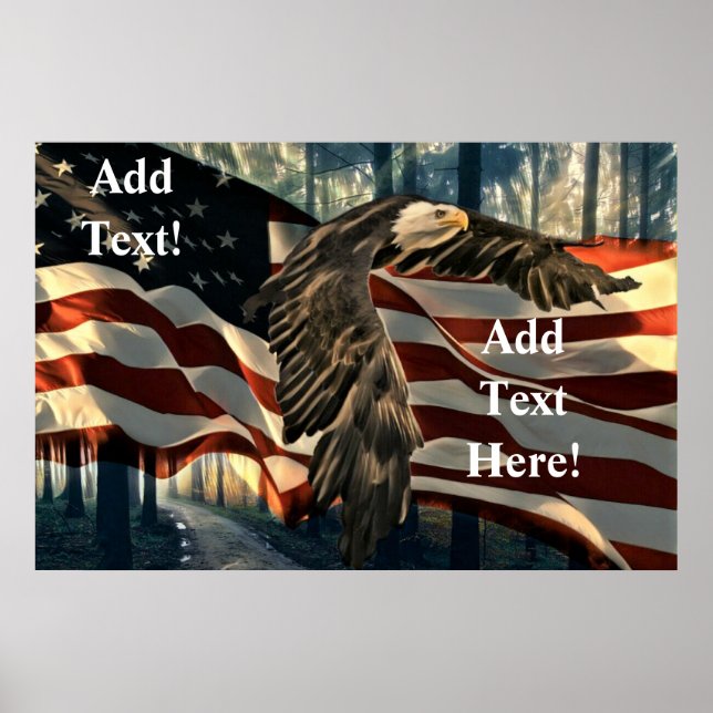 Bald Eagle American Flag Country Road Poster (Devant)