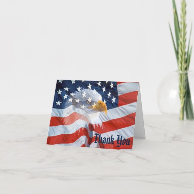 Bald Eagle American Flag Patriotic Note Card (Devant)