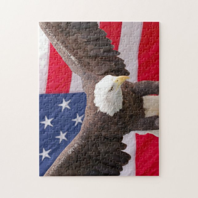 Bald Eagle avec l'American Flag Puzzle (Vertical)