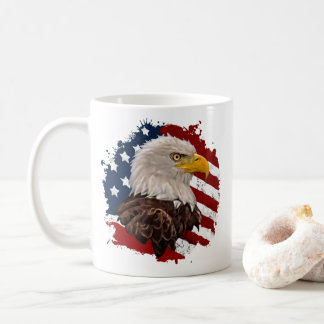 Bald Eagle avec USA Drapeau Patriotique Mug