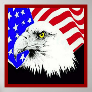 Bald Eagle et American Flag Poster