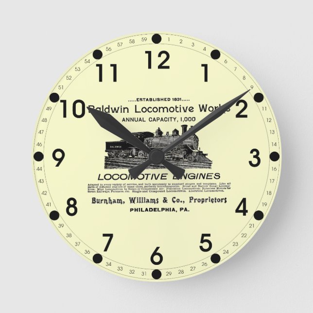 Baldwin Locomotive Works 1895 Horloge murale (Recto)
