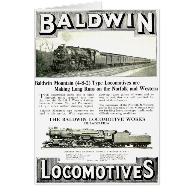 Baldwin Steam Locomotive Works (Devant)