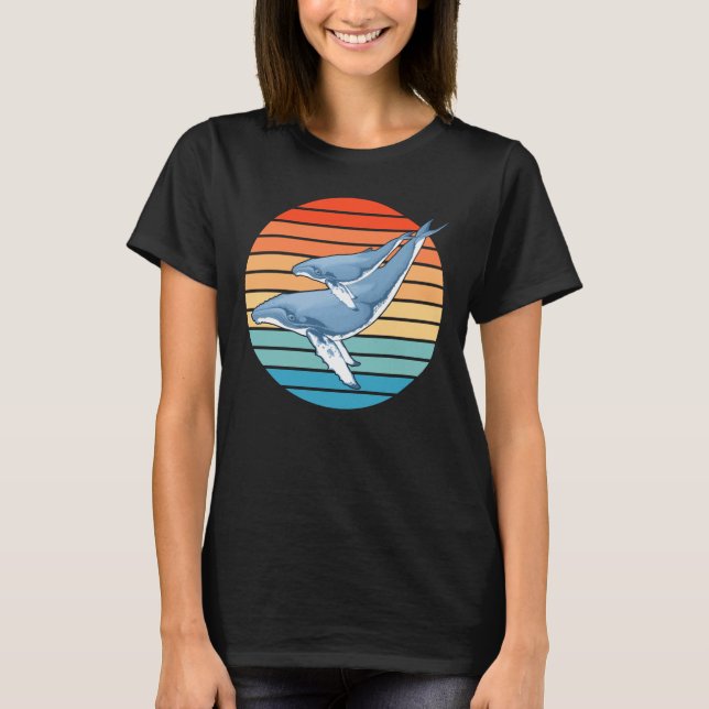 Baleine à bosse sur T-shirt Sunset rétro (Devant)
