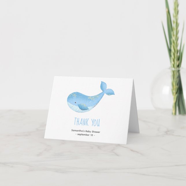 Baleine à l'aquarelle - merci pour la fête prénata (Devant)