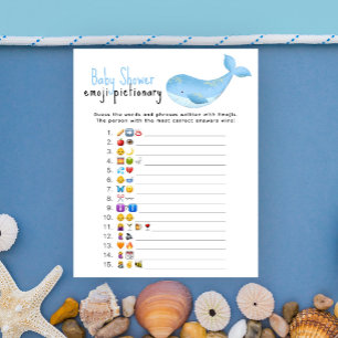 Baleine aquarelle - Jeu d'image Emoji Baby Shower