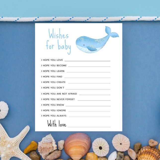 Baleine aquarelle - Vœux pour bébé (Créateur téléchargé)