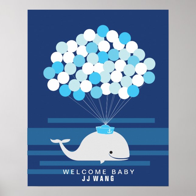 Baleine | Baby shower livre d'or Imprimer (Devant)