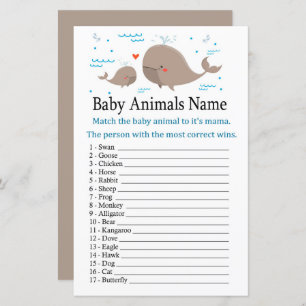 Baleine Bébé Animaux Nom Jeu