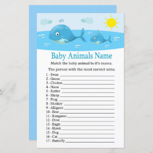 Baleine Bébé Animaux Nom Jeu