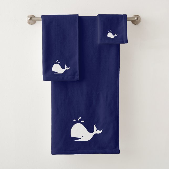Baleine blanche sur fond bleu marine (En situation)