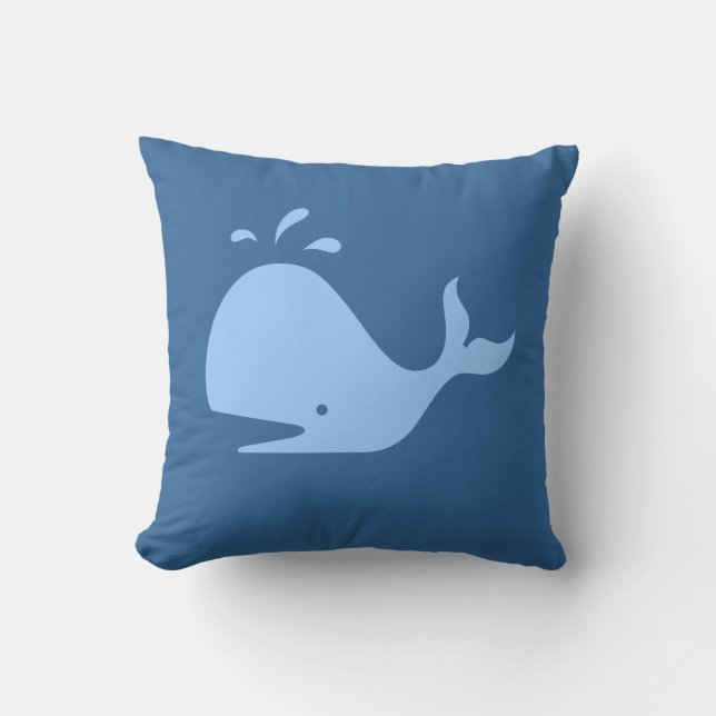 baleine bleu CARTOON sur coussin bleu moyen (Recto)