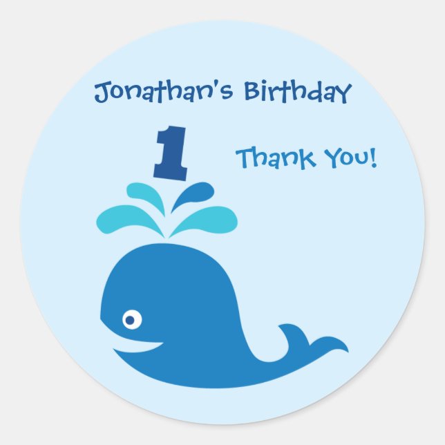 Baleine bleue 1er anniversaire Favoriser Sticker (Devant)