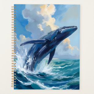 Baleine bleue Aquarelle d'animal marin océanique