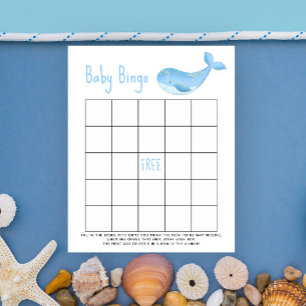 Baleine bleue aquarelle - Jeu de bingo Baby shower